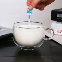 Logo Customized Double Walled Glass Bowl With Handle Doule Layer Glass Bowl For Salad Oatmeal Bowl thumbnail-2