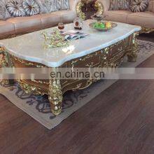 European Luxury Antique Genuine Leather Living Room Sofa Set Living Room Furniture thumbnail-5