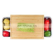 Space Saver Design Bamboo Cutting Board With 2 Big Organizing Stainless Steel Trays And Eco Friendly Sustainable Chopping Board thumbnail-2