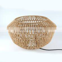 Round Paper Rope Lamp Shade Lantern Woven Rattan Bamboo Pendant Light Handmade Bamboo Lampshade thumbnail-3