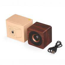 Mini Bamboo Wooden Speaker Square Wireless Rechargeable bt Bluetooth Speaker Smart Phone Compatible Stereo Speaker thumbnail-5