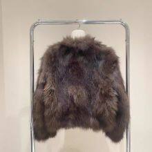 Casaco feminino de pelúcia de raposa importada Eliza, imitação de pelúcia de vison do ventre. Novo estilo de inverno, gola V curta, elegante. thumbnail-2