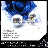 2015 Fashion Latest Design Simple and Generous Hot Sales 925 Silver Rhodium Plate Double Sides Pearl Earrings for Ladies thumbnail-1