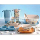 Loyal Designed Printed Color Cup Bowl Plate Jug Fastion Eco Friendly Bamboo Firbre Kitchenware, Dishes Dinner Set