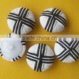 Black and White Strips Cord Braided Fabric Covered Button -- F1532 thumbnail-2