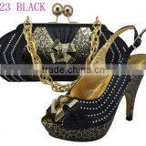Wholesale Lady Italian Shoes Matching Bag Set Women Shoes and Bags OF GF23 Black thumbnail-1