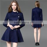 Peach Skin Fabric Banquet Fashion Long Sleeve Style Vintage Retro Swing Rockailly Dresses