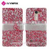 Wholesale Glittery Folio Pouch Credit Card Slot Cover Phone Case for LG K7 Tribute 5 Rhinestone Diamond Case for Girl