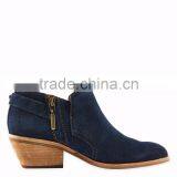 OLZAB 03 New Model Fashion Cow Suede With Buckle Strap Thick Chunky Heel Pointed Toe Women Ankle Boots thumbnail-2