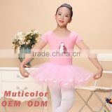kids dancewear,girl ballet leotard sequined skirt, short sleeve pink ballet tutu
