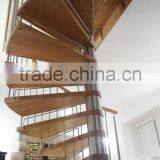 Indoor Stainless Central Pole Wood Spiral Stair With Wood Handrail thumbnail-4