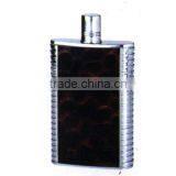High Quality 5oz S/s 18/8 Duplex Series Hip Flask With Leather Covered thumbnail-3