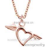 Ladies Rose Gold 316l Stainless Steel Angel Wing Heart Pendant