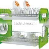 Double Wire Dish Rack With 9 Shape Green PP Side