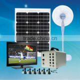 High Efficient Solar Powered System Load DC Fan and TV