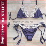 2017 Newest Green Leaves Top Dark Blue Bottom Sexy Print Swimwear Bikini CK378 thumbnail-4