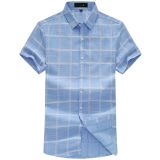 2017 new summer youth men\'s Short Sleeve Shirt thin cotton plaid shirt cardigan Mens Business breathable