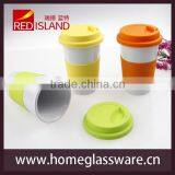 2016 NEW Design Ceramic Mug Tumbler With Silicone Hand Grip and Cover thumbnail-1
