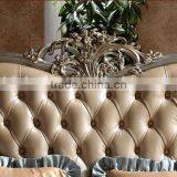 European Style Solid Wood With Genuine Leather Bed, Royal Bedroom Carved Furnitur Bed, Royal Bedroom Furniture (BF01-ML013) thumbnail-3