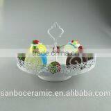 One Layer Small Colorful Cake Stand With Flower Rim OEM Factory Cheap Price thumbnail-5