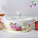 10" Porcelain Microwave Pot With Glas Lid thumbnail-2