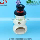 BSCI Certificate Factory X'mas Decoration Ceramic Snowman, Snowman Candle Lantern thumbnail-3