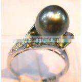 Fashion Seed 18K Gold Best Quality Black Tahitian Perfect Pearl Ring for Girls thumbnail-3