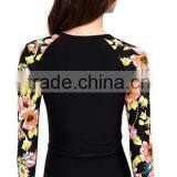 80% Nylon 20% Elastane Woman Lightweight Swimwear Raglan Sleeve Scoop Colorful Floral Print Bjj Long Sleeve Surf Tee Rashguard thumbnail-4