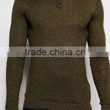 Hot Sale Custom Logo Long Sleeve Button Placket Green Men's Cotton/Spandex 200gsm Casual Slim Fit Plus Size Plain Polo Tshirt thumbnail-3