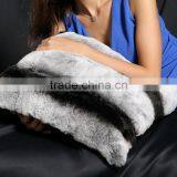 CX-D-103 Rex Rabbit Fur Dyed Like Chinchilla Shaggy Cushion Cover thumbnail-6