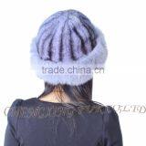 CX-C-156C Fashionable Cheap Custom Fashion Real Mink Fur Beanie Cap Fur Hats Women thumbnail-2