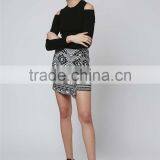 Elegant Brand Women Tassel Wrap Skirts Grey Jacquard Weave Clothing Cotton Fabric Skirts thumbnail-4