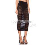 MGOO New Brand Design Women Sexy Transparent Skirts Black Mesh Midi Long Special Skirts 15146A926 thumbnail-6
