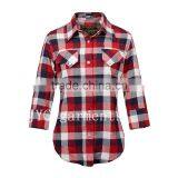 OEM Price Distributor Wholesale Slim Fit Fashion Ladies Plaid Blouse and Shirts thumbnail-2