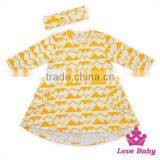 Lovebaby Printed Fox Latest Children Dress Designs With Same Fabric Bow Headband Frock Suit thumbnail-3