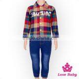 2017 Best Spring Boutique Plaid Shirt Long Sleeve Label Collar Top Baby Boy Christening Kids Uniform Clothes thumbnail-3