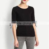 OEM Lady Blank T-shirt Women Tie up Sleeve t Shirt With Wholesale Price China thumbnail-2