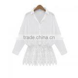 Last New Design Hollow Polyester Patchwork Solid White Women's Cardigan thumbnail-1