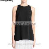 Women 100% Sleeveless Black White Navy Silk Simple Blank Tanktops/singlets thumbnail-3