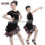 2016 Children Girls Ballroom Performance Latin Dance Skirt Kid Suit Unequal Leopard Dance Dress thumbnail-1