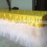 Yellow Lace Tulle Table Skirt Wedding Banquet Table Cloth thumbnail-3
