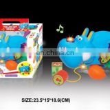 Cartoon plastic push building block toy with music and light