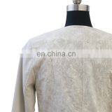 Women Latest Fashion Leather Jacquard Jacket thumbnail-6