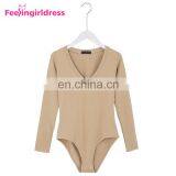 Fashion Autumn Khaki Long Sleeve Winter Thong Bodysuit Jumpsuit Fancy Romper thumbnail-1