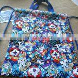Custom High-quality Cotton Quilted Blue Shopping Drawstring Bag Bunch of Pocket Recycle Draw String Bag Gift Bag Shopping Bag thumbnail-2