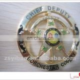 Round shape five pointed star cut out Military gold coins no minimum order