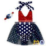 Trendy Summer Red Sequin Infant Toddlers Clothing 4th Of July Girls Dress Cheap Infant Clothing Rompers Baby Clothes Romper thumbnail-5