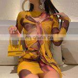 LAITE D2194 New Arrivals Fashion Hollowing Out See-through Sexy Dresses Women Long Sleeve Printed Casual Dresses thumbnail-1