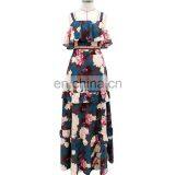 LAITE D2147 Elegant Floral Printed Dresses Women Halter Sleeveless Casual Dresses thumbnail-3