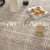 White Blend Fabric Handmade Crochet Hollow Square Table Cover Tablecloth With Tassel thumbnail-7